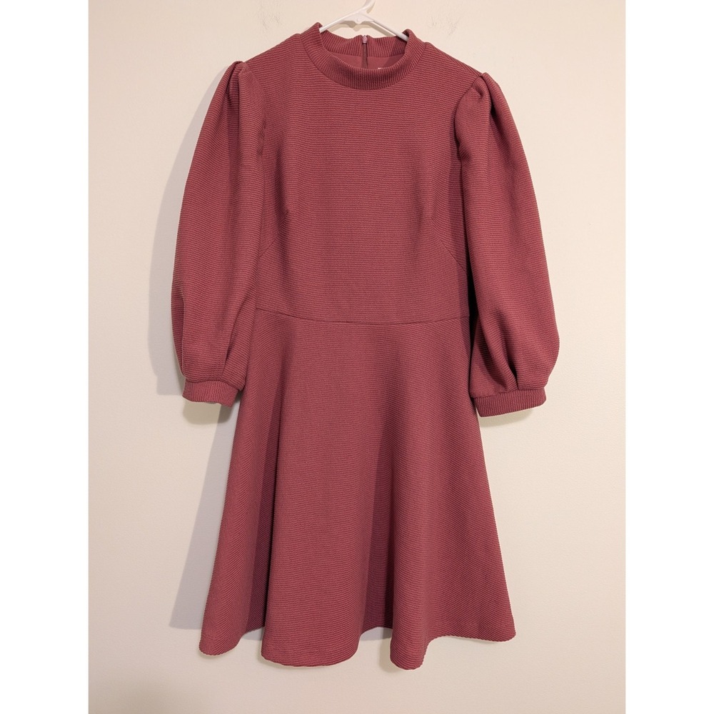 Gal Meets Glam Maggie Dress Textured Knit Fit And Flare Dress Mauve Pink Size 8